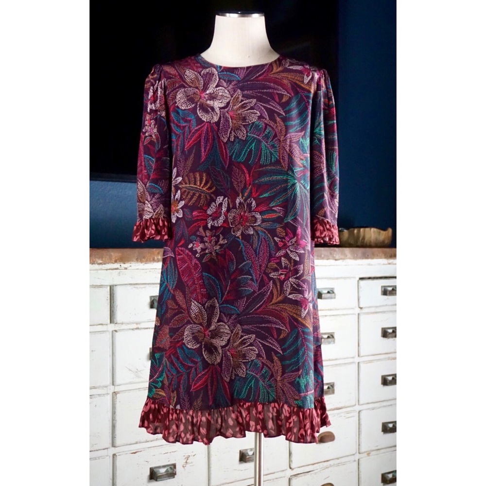 Johnny Was Alicante Silk Floral Mini Dress New S